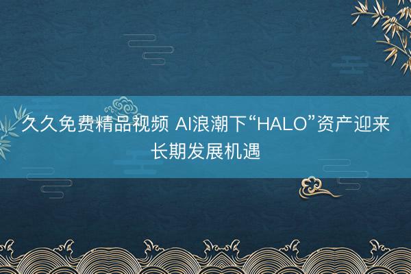 久久免费精品视频 AI浪潮下“HALO”资产迎来长期发展机遇
