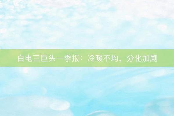 白电三巨头一季报：冷暖不均，分化加剧