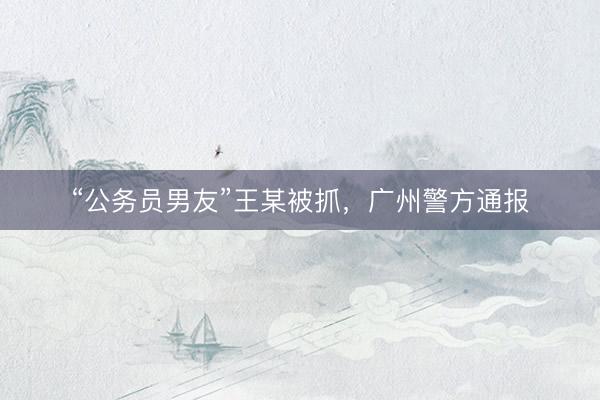 “公务员男友”王某被抓，广州警方通报