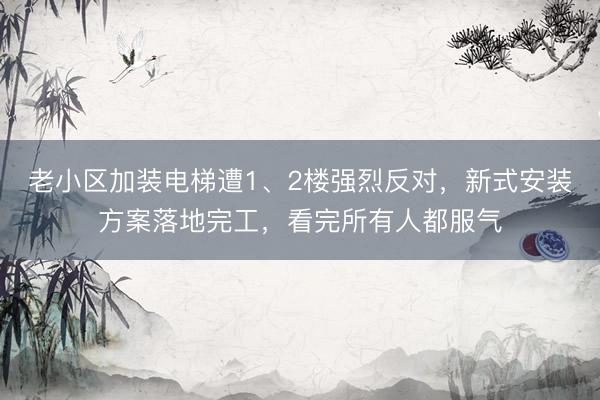 老小区加装电梯遭1、2楼强烈反对，新式安装方案落地完工，看完所有人都服气