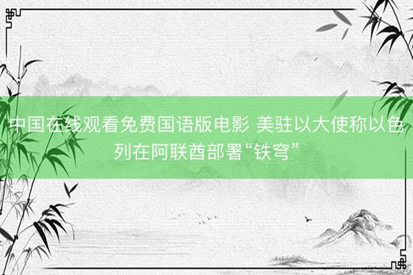 中国在线观看免费国语版电影 美驻以大使称以色列在阿联酋部署“铁穹”