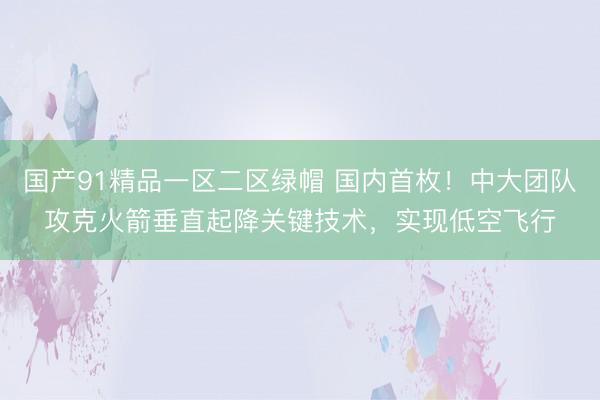 国产91精品一区二区绿帽 国内首枚！中大团队攻克火箭垂直起降关键技术，实现低空飞行