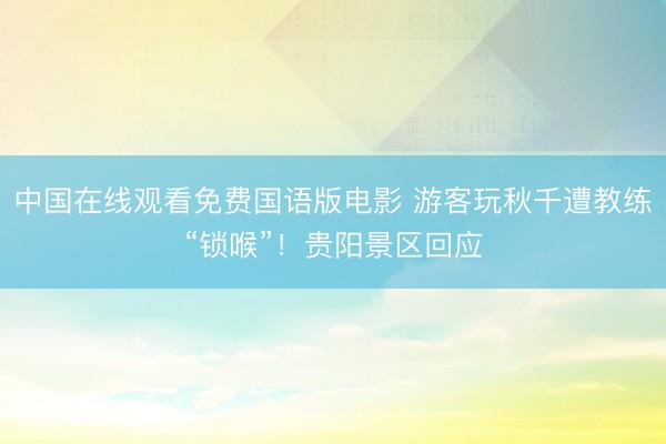 中国在线观看免费国语版电影 游客玩秋千遭教练“锁喉”！贵阳景区回应