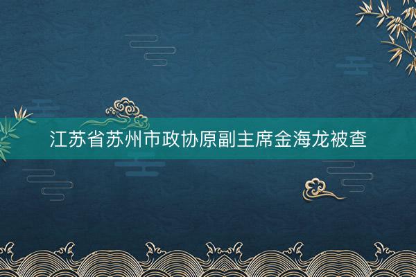 江苏省苏州市政协原副主席金海龙被查