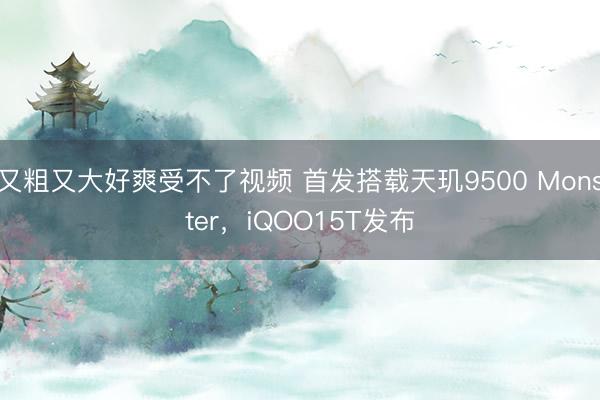 又粗又大好爽受不了视频 首发搭载天玑9500 Monster，iQOO15T发布