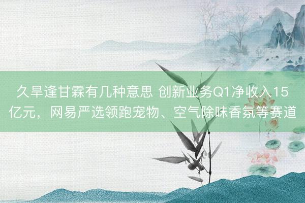 久旱逢甘霖有几种意思 创新业务Q1净收入15亿元，网易严选领跑宠物、空气除味香氛等赛道