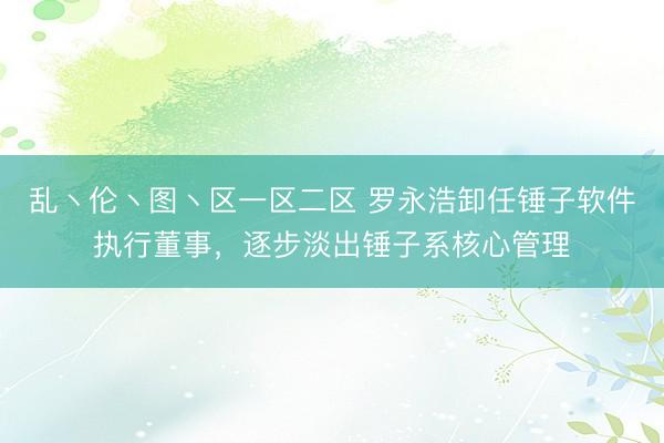 乱丶伦丶图丶区一区二区 罗永浩卸任锤子软件执行董事，逐步淡出锤子系核心管理