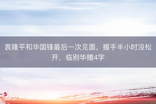 袁隆平和华国锋最后一次见面,握手半小时没松开,临别华赠4字