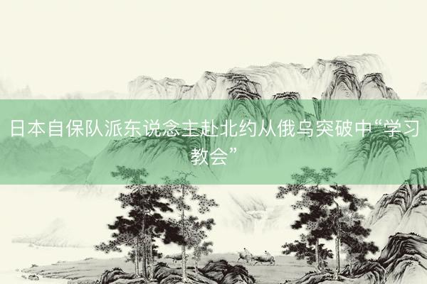 日本自保队派东说念主赴北约从俄乌突破中“学习教会”