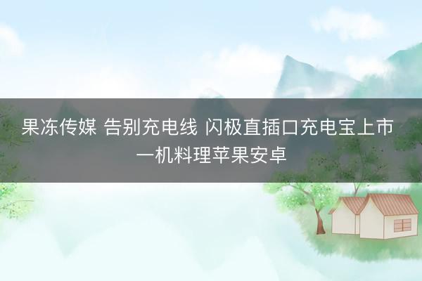 果冻传媒 告别充电线 闪极直插口充电宝上市 一机料理苹果安卓