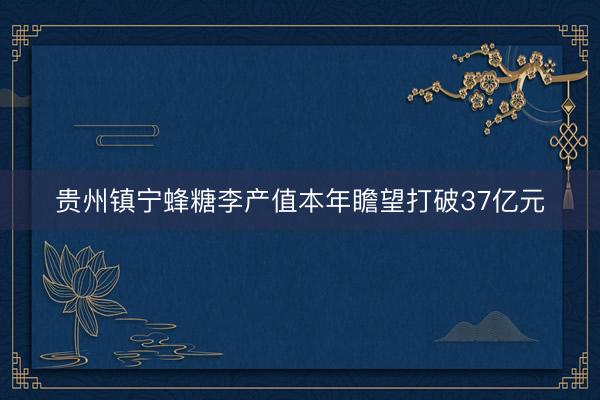 贵州镇宁蜂糖李产值本年瞻望打破37亿元