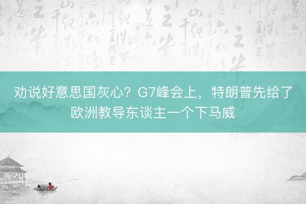 劝说好意思国灰心？G7峰会上，特朗普先给了欧洲教导东谈主一个下马威