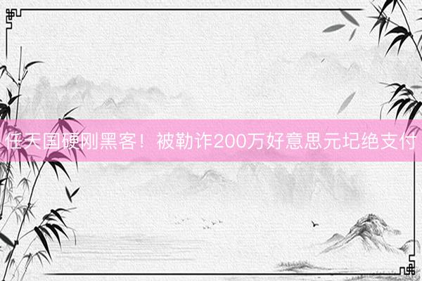 任天国硬刚黑客！被勒诈200万好意思元圮绝支付