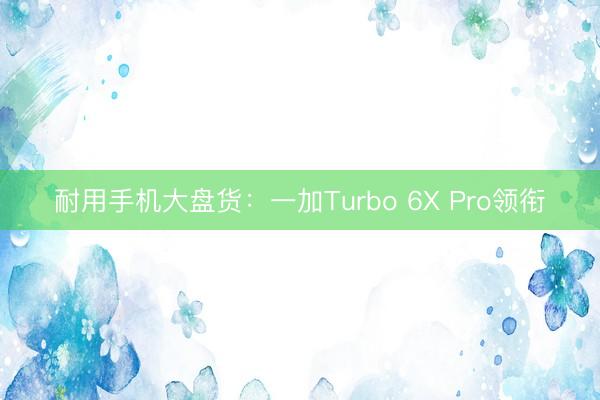 耐用手机大盘货：一加Turbo 6X Pro领衔