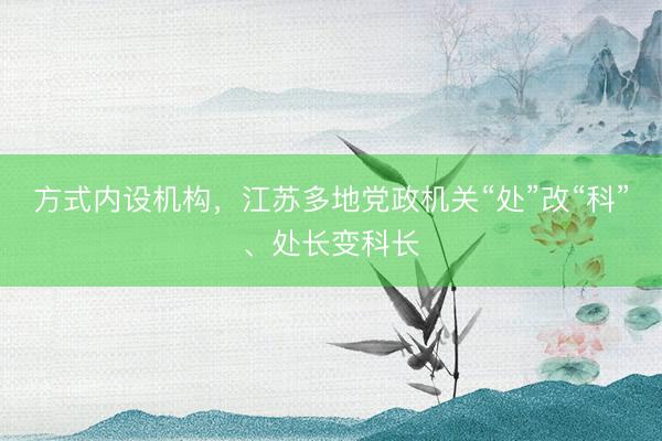 方式内设机构，江苏多地党政机关“处”改“科”、处长变科长
