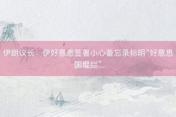 伊朗议长：伊好意思签署小心备忘录标明“好意思国靡烂”